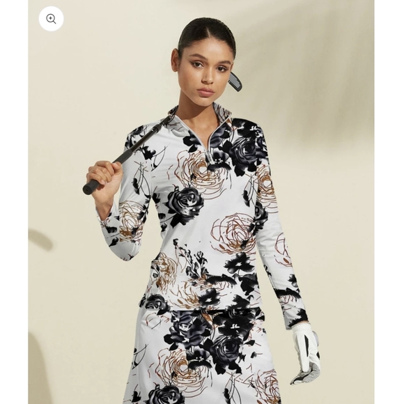 ACEGOLFS Botanical Energy Pullover UPF 50+ Pickleball Gold Tennis Nwt - Picture 3 of 10